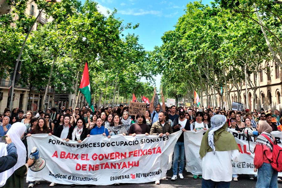 Vibrante manifestación estudiantil en Barcelona. ¡Arriba la solidaridad internacionalista con el pueblo palestino!