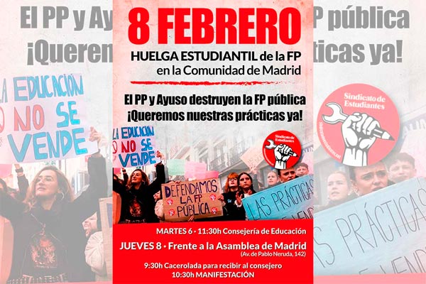 8 de febrero HUELGA ESTUDIANTIL en la FP de la Comunidad de Madrid