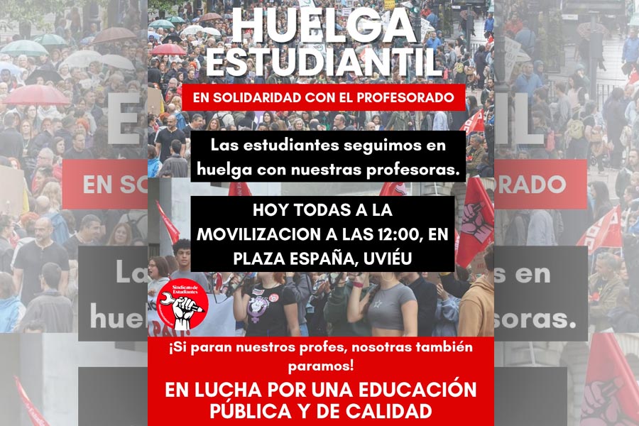 Las estudiantes de Asturias seguimos en huelga en solidaridad con nuestras profesoras