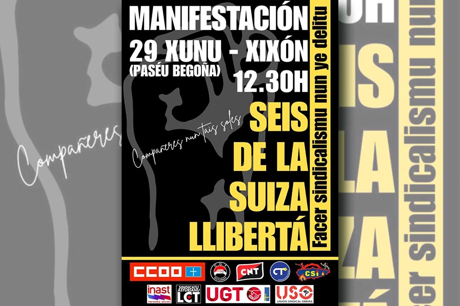 ¡6 de la Suiza LLIBERTÁ! Todas a la manifestación del 29 de junio en Xixón