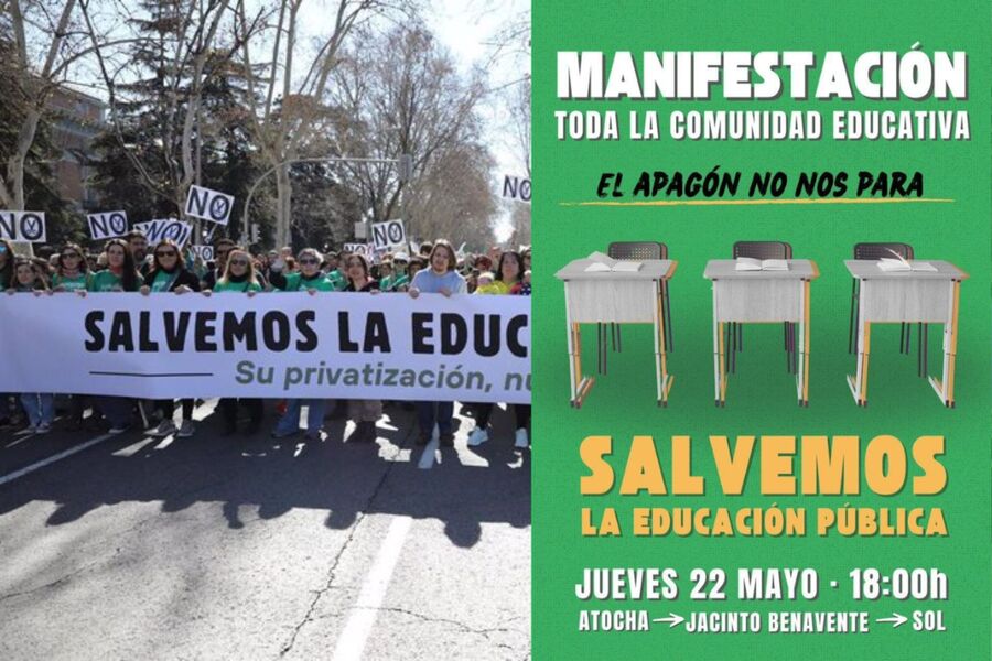 El 22 de mayo salimos a defender la educación pública de las garras de Ayuso