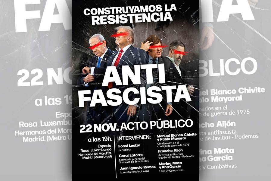 Acto público 22N - 19h Espacio Rosa Luxemburgo. CONSTRUYAMOS LA RESISTENCIA ANTIFASCISTA