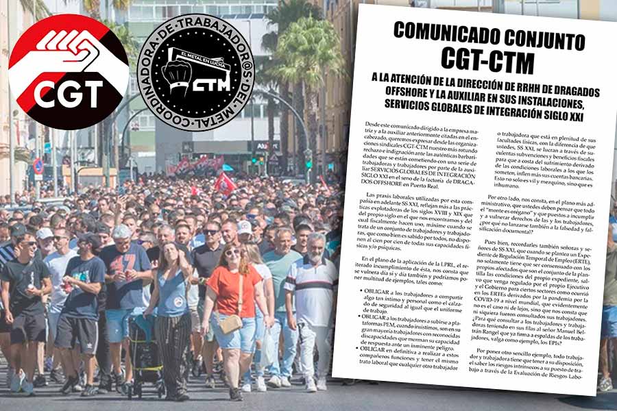 Comunicado conjunto de CTM - CGT ante la represión patronal en el Metal de Cádiz
