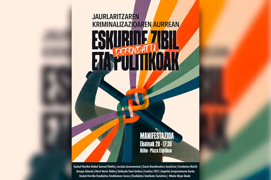 El 20 de junio, todas y todos a Bilbo. ¡Basta de represión policial y montajes judiciales contra los que luchamos!
