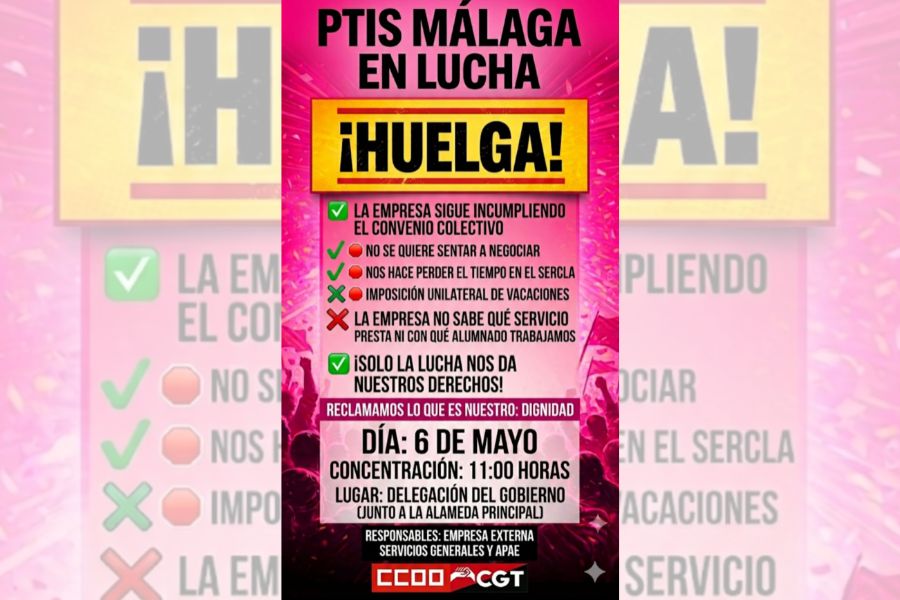 ¡Las PTIS de Málaga volverán a la huelga este 6 de mayo contra la privatización y por la subrogación!