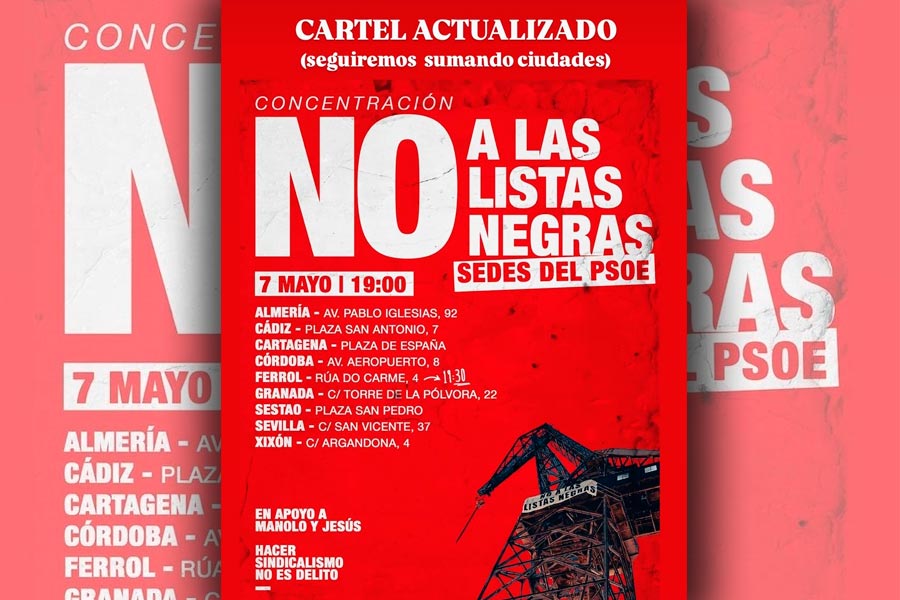 Acude a las concentraciones en las sedes del PSOE contra las listas negras